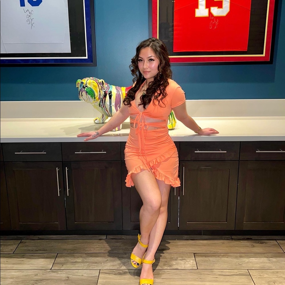 Orange body con dress